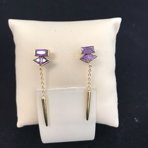 Kevia CZ Spike Drop Earring Amethyst vae 215   2 for $10.00